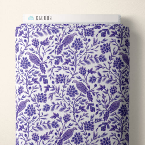 Purple Yolanda Birds and Branches Cotton 44/45 Fabric Per Yard