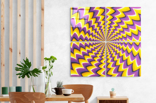 Yellow Illusion Quadro Glass Wall Art