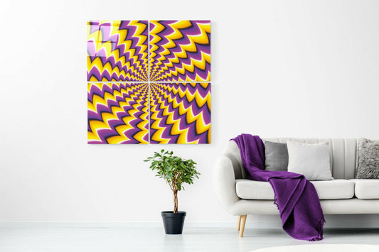 Yellow Illusion Quadro Glass Wall Art