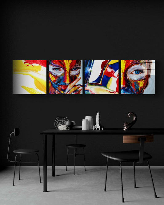 Woman and Red Quadro Glass Wall Art