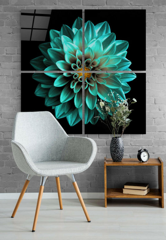 Green Chrysanthemum Quadro Glass Wall Art