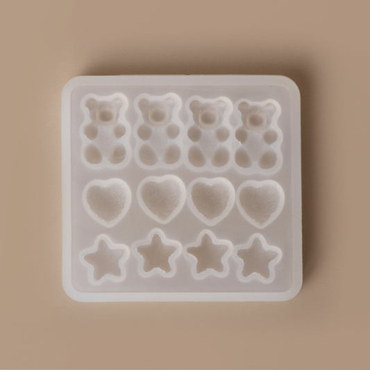 Resin Craft Sugared Texture Gummy Bears Hearts and Stars Clear Silicone Mold