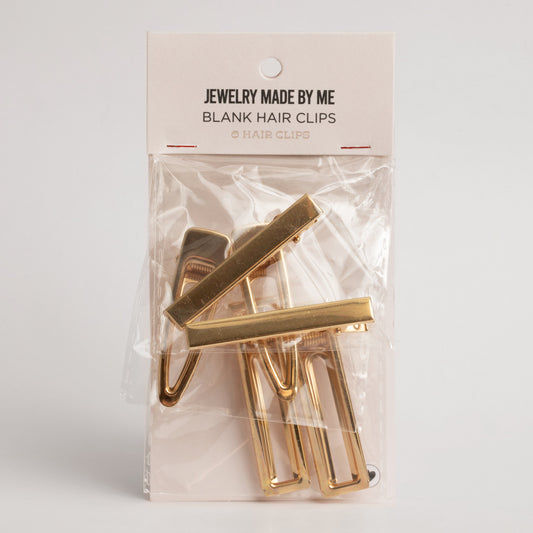 Resin Craft Gold Blank Hair Clips 6pk
