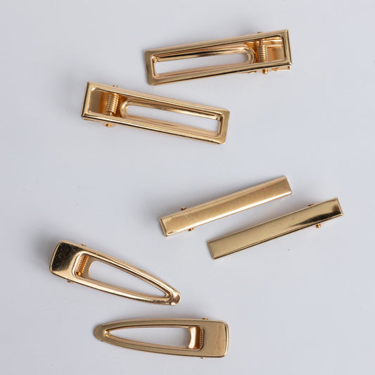 Resin Craft Gold Blank Hair Clips 6pk