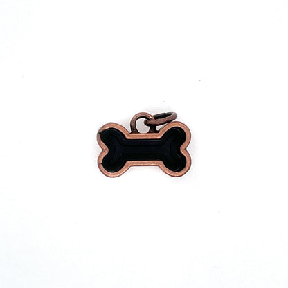 Copper Dog Bone Deep Closed Bezel Charm