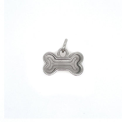 Silver Dog Bone Deep Closed Bezel Charm