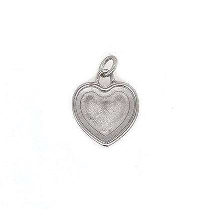 Silver Heart Deep Closed Bezel Charm
