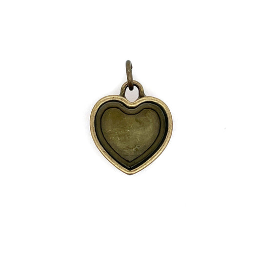 Ox Brass Heart Deep Closed Bezel Charm