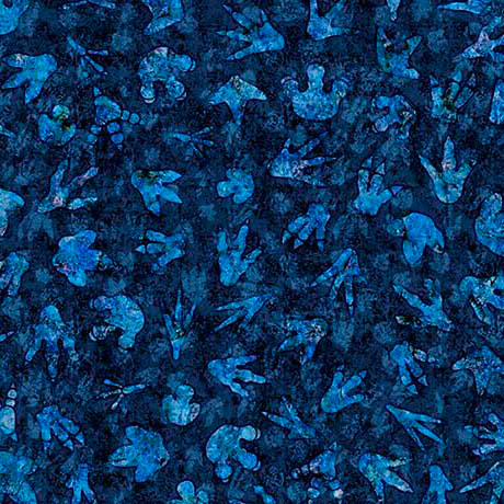 Royal Blue Savage Kingdom Dino Tracks Cotton 44"/45" Fabric Per Yard