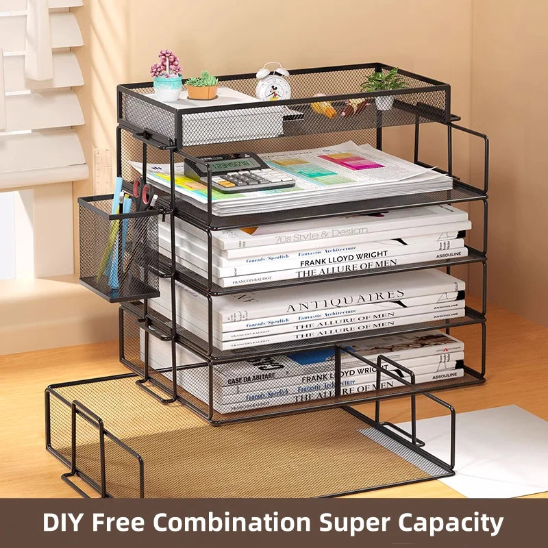 A4 Desk Organizer – Metal Wire Mesh Document Tray for Files, Letters, Books & Brochures