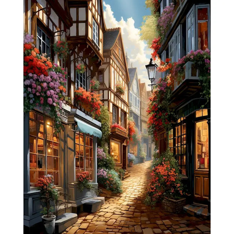 City Landscape Paint by Numbers Kit – DIY Canvas Painting for Adults with Frame & Oil Colors