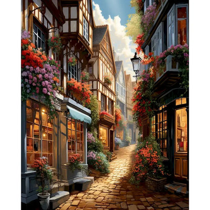 City Landscape Paint by Numbers Kit – DIY Canvas Painting for Adults with Frame & Oil Colors