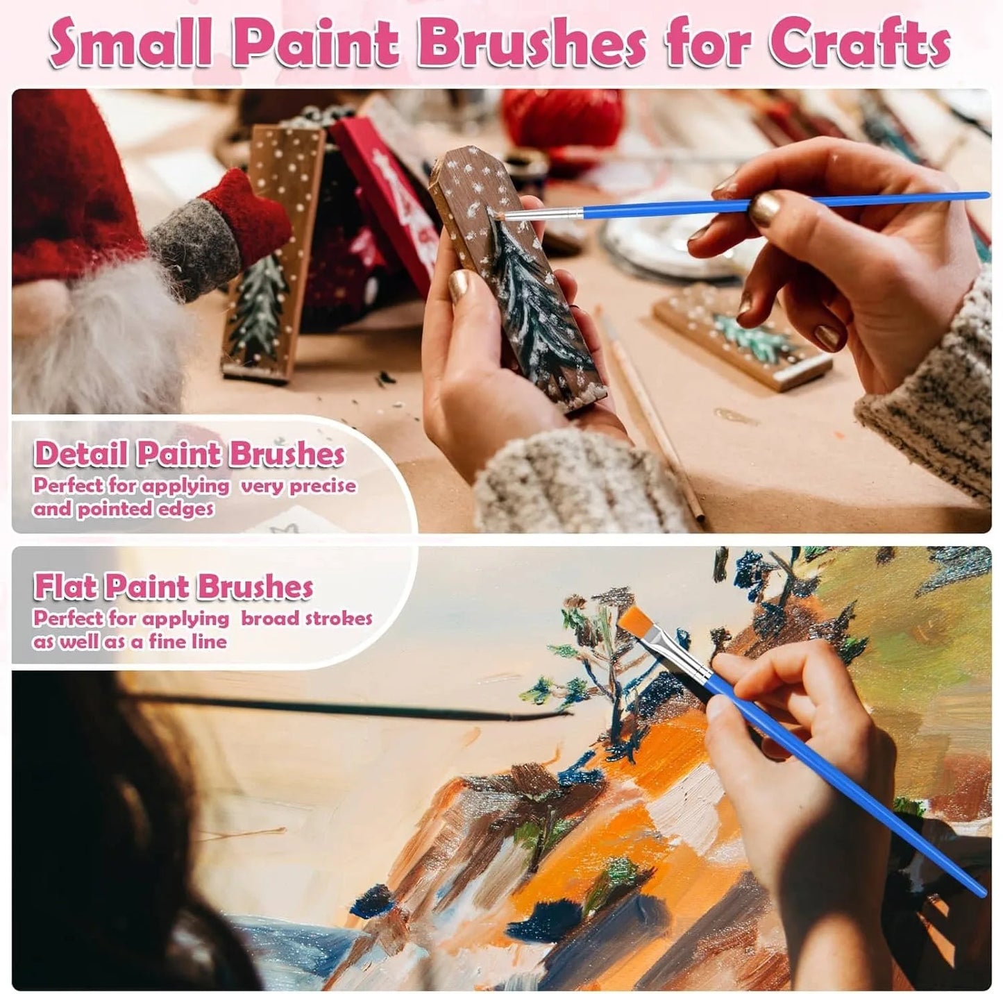 20–200 PCS Paint Brush Set – Round & Flat Nylon Hair Brushes for Oil, Acrylic & Watercolor Painting