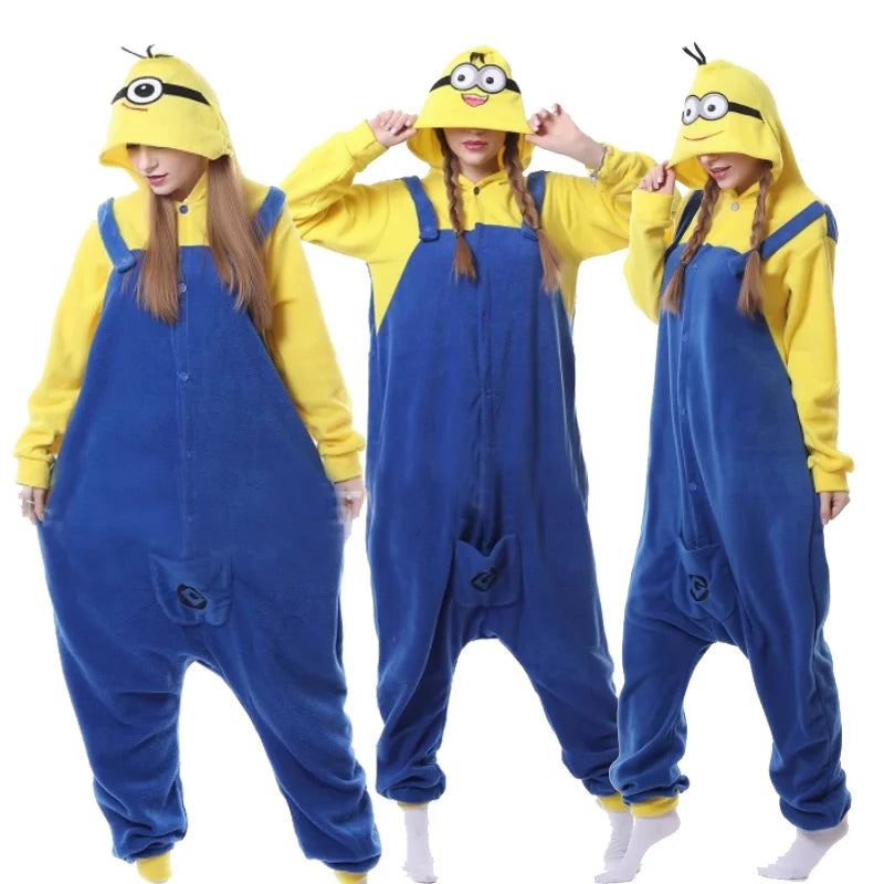 Despicable Me Minions Fleece Pajamas Cartoon Jumpsuit Minions Cartoon Anime Onesie Sleepwear