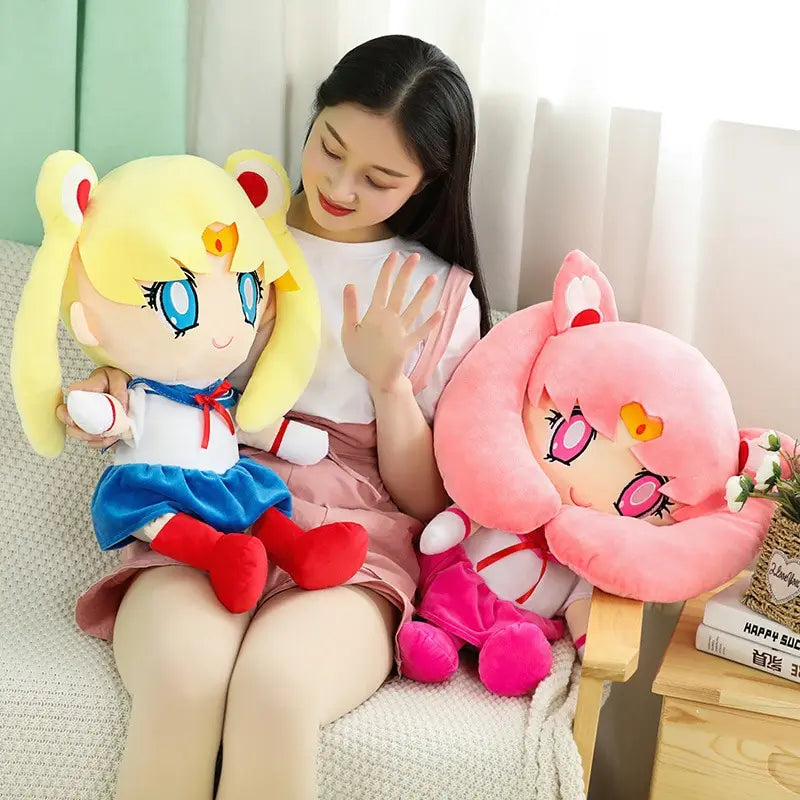Kawaii Sailor Moon Plush Toy, Moon Cat Moon Hare Cute Girl Heart Filled Anime Doll Bedroom Decoration 25CM