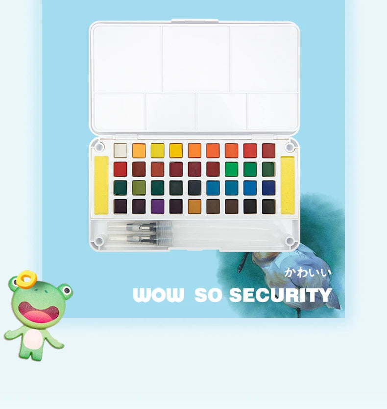 12/24/36/48 Colors Watercolor Paint Set with Water Brush Pens Art Supplies for Artists