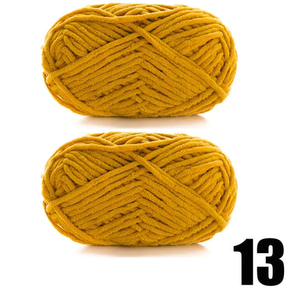 Thick Velvet Chenille Yarn – 2pcs x 50g Soft Knitting Yarn for DIY Scarves, Hats & Crafts