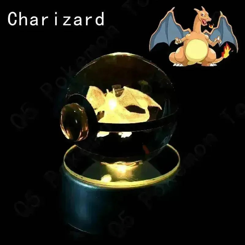 3D Pokemon Crystal Ball 5CM Mewtwo Pikachu Gengar Crystal Glass Pokemon Ball Pokeball Figure Night Light LED Lamp Base Gift - 29 Jigglypuff / 5CM - Otarealm