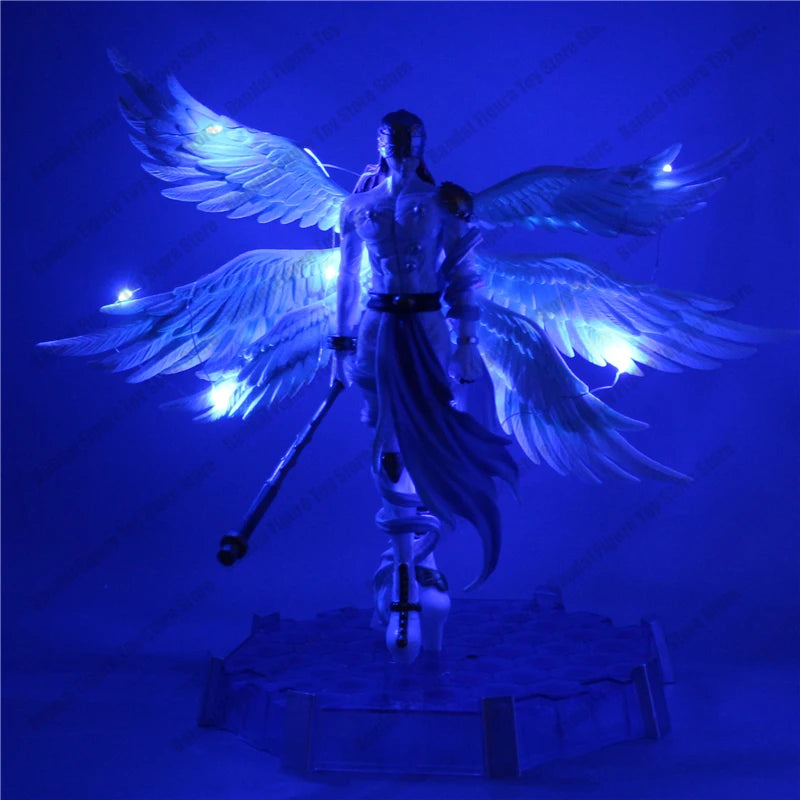 Angewomon and Angemon LED Action Figurines, Standing Position Anime Digimon Adventure Figures PVC Statue 28cm
