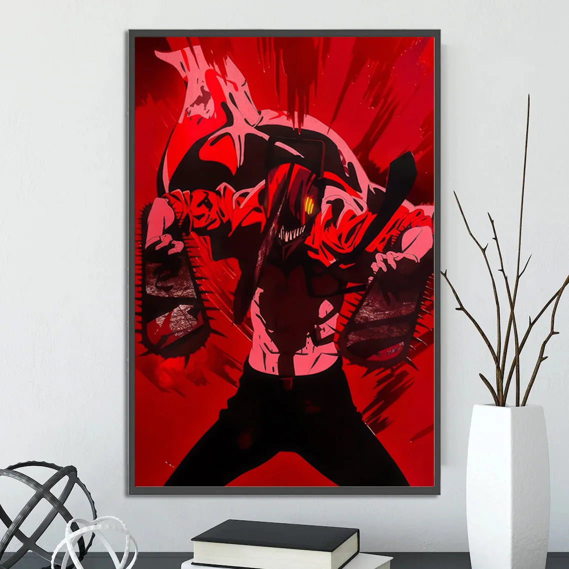 Chainsaw Man Self-adhesive Poster Wallpaper, Anime Wall Art Home Decoration Painting For Bedroom Computer Decor (Frames Not Included)
