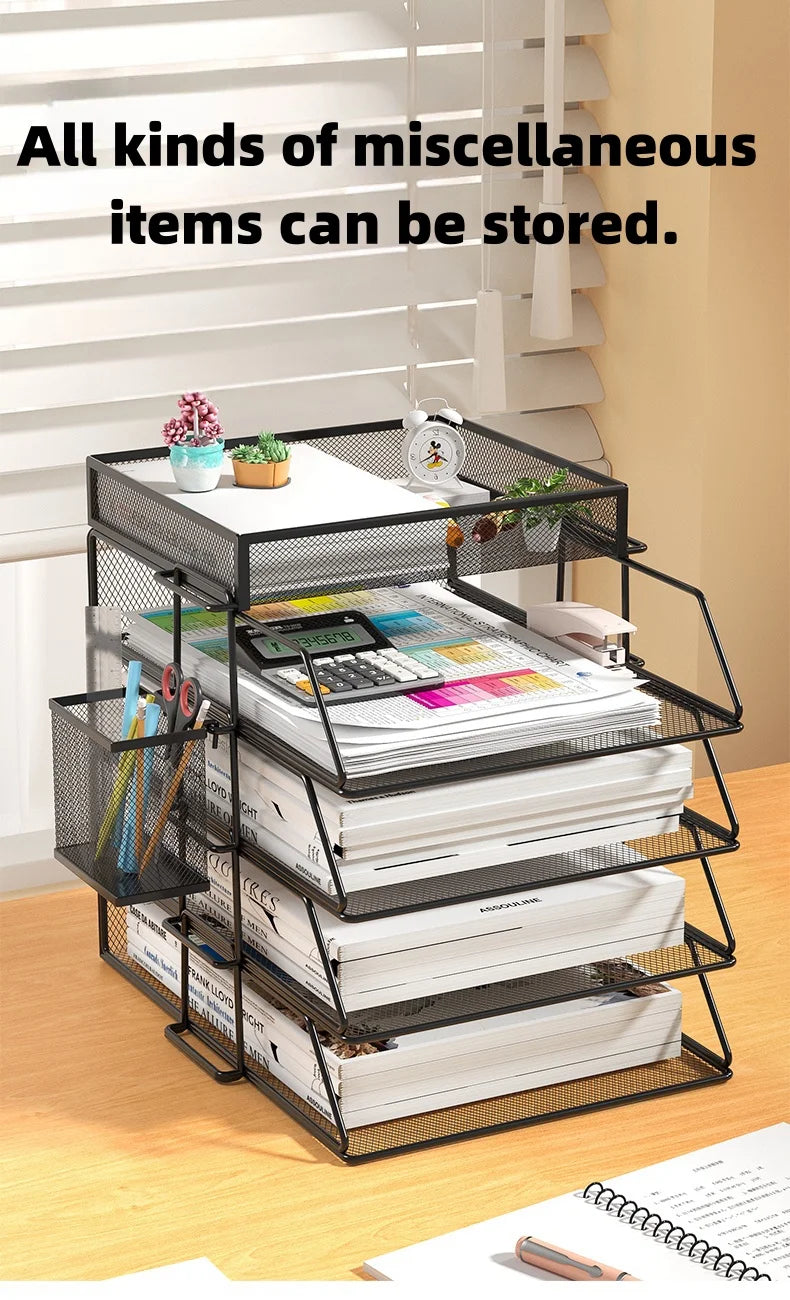 A4 Desk Organizer – Metal Wire Mesh Document Tray for Files, Letters, Books & Brochures
