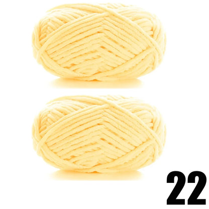 Thick Velvet Chenille Yarn – 2pcs x 50g Soft Knitting Yarn for DIY Scarves, Hats & Crafts