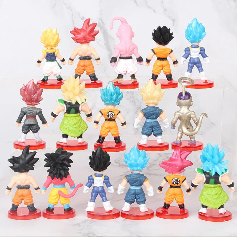 16 Pcs Set Dragon Ball Super Son Goku Gohan Vegeta Broly Piccolo Majin Buu Action Anime Figurine Mini Figures