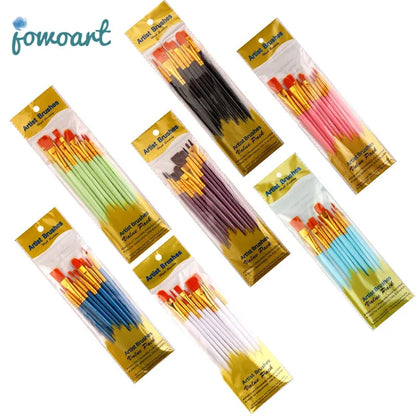 10-Piece Watercolor Brush Set – Multi-Functional Nylon Hair Brushes for Gouache, Oil & Acrylic Painting