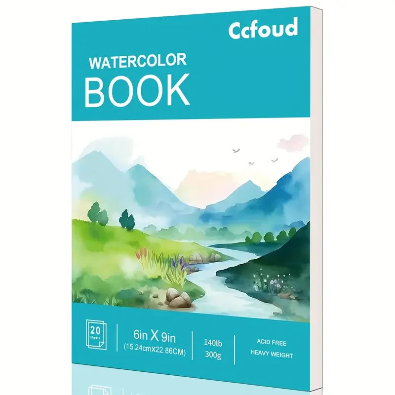 12 Sheets 2 PCS Watercolor Sketchbook 14.81 x 21.01 cm, Cold Press Paper (63.5KG/300gsm) Spiral Bound