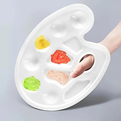 2/6/8/10 Pack Plastic Art Painting Palettes, Oval Shaped Multi-Well Mixing Palette for Watercolor, Acrylic, and Oil Paints