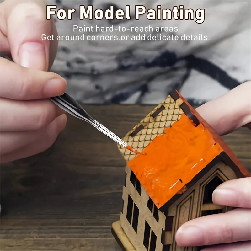 Precision Paint Brush Set for Fine Detail - Durable Miniature Brushes with Micro Tips 11 PCS