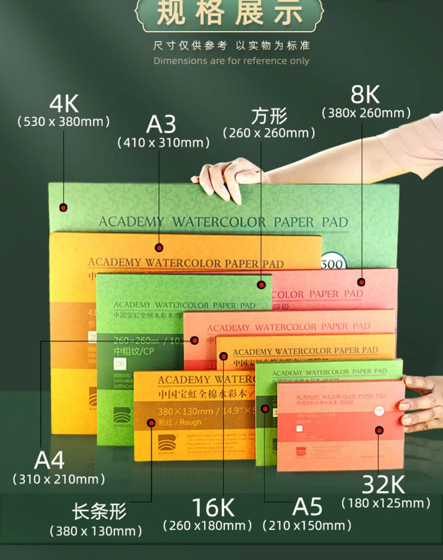 Premium Watercolor Paper Block – 20 Sheets, 300 GSM (140 LB) Acid-Free, Glue Bound for Wet & Dry Media