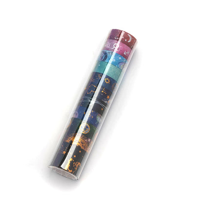 20 Rolls Galaxy Washi Tape Set – Starry Sky & Planet Designs with Gold & Silver Foil Design for Scrapbooking, Journals & DIY Crafts