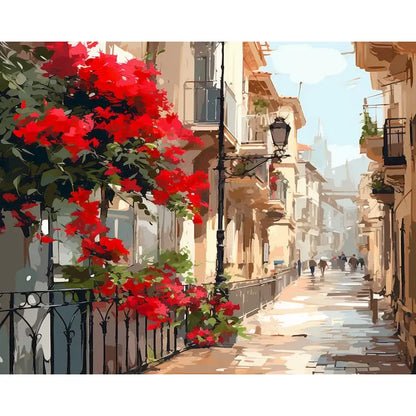 City Landscape Paint by Numbers Kit – DIY Canvas Painting for Adults with Frame & Oil Colors