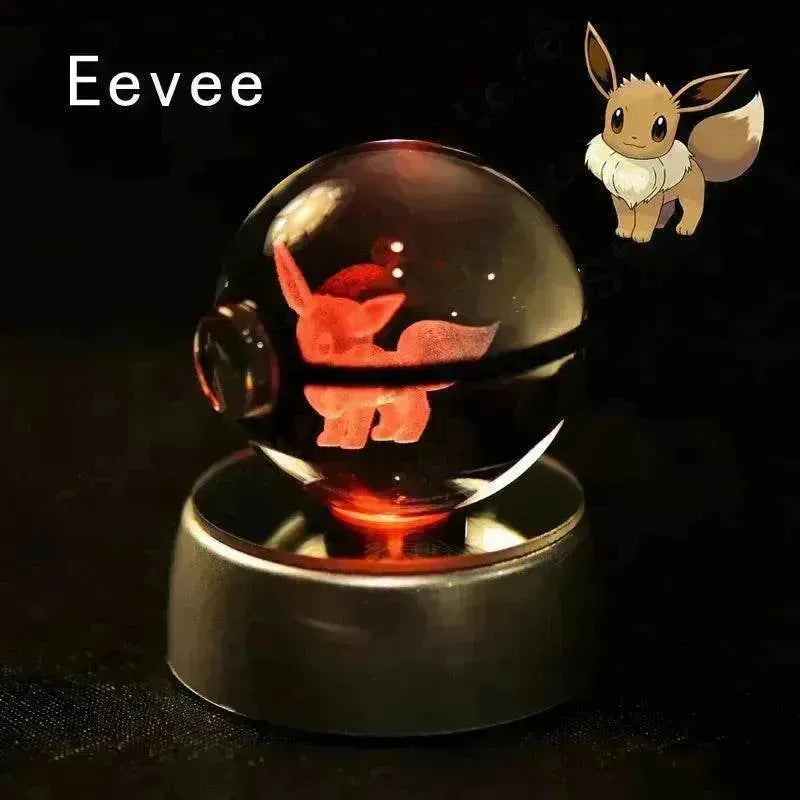 3D Pokemon Crystal Ball 5CM Mewtwo Pikachu Gengar Crystal Glass Pokemon Ball Pokeball Figure Night Light LED Lamp Base Gift - 29 Jigglypuff / 5CM - Otarealm