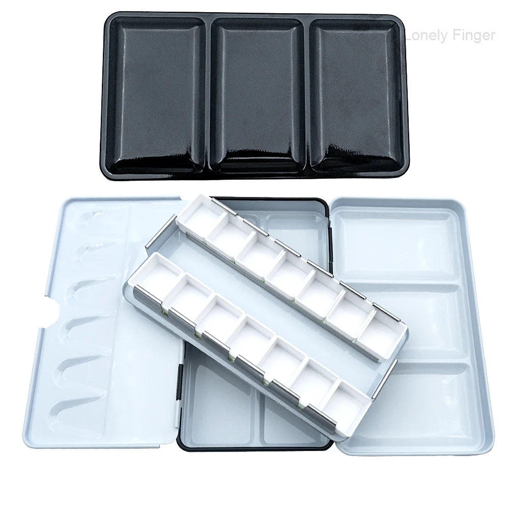 Empty Watercolor Palette with 14 Half Pans Metal Empty Watercolor Tin Palette Paint Case for DIY Travel