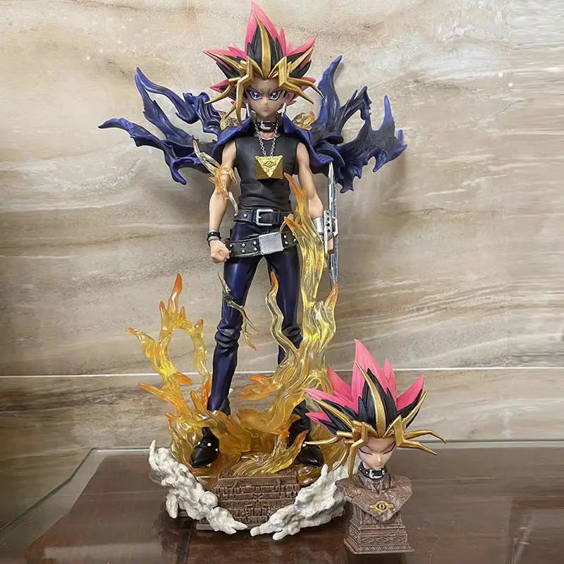 Yami Yugi Muto Anime Figure, Dark Yugi Pharaoh Atem Yu-Gi-Oh Duel Monsters Action Figurines PVC Statue 28 CM