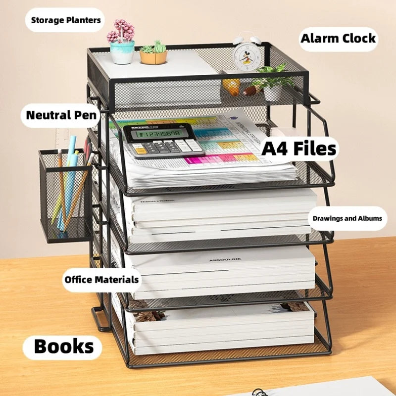 A4 Desk Organizer – Metal Wire Mesh Document Tray for Files, Letters, Books & Brochures