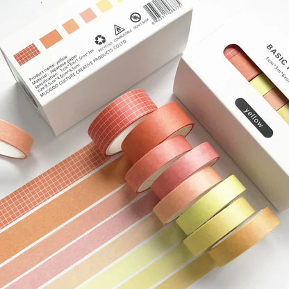 Pure Color Washi Tape Set – 8 Rolls per Box for Scrapbooking, Journals & School Supplies