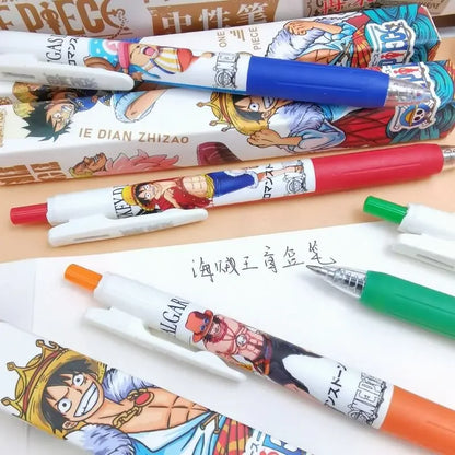 Random 1 PC Press Gel Pen, One Piece Anime Pen Creative Stationery School Student 0.5mm Black Signature