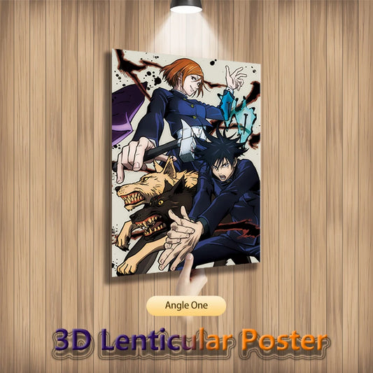 Jujutsu Kaisen 3D Effect Anime Poster, Gojo Itadori Yuji Fushiguro Nanami Sukuna Lenticular Print