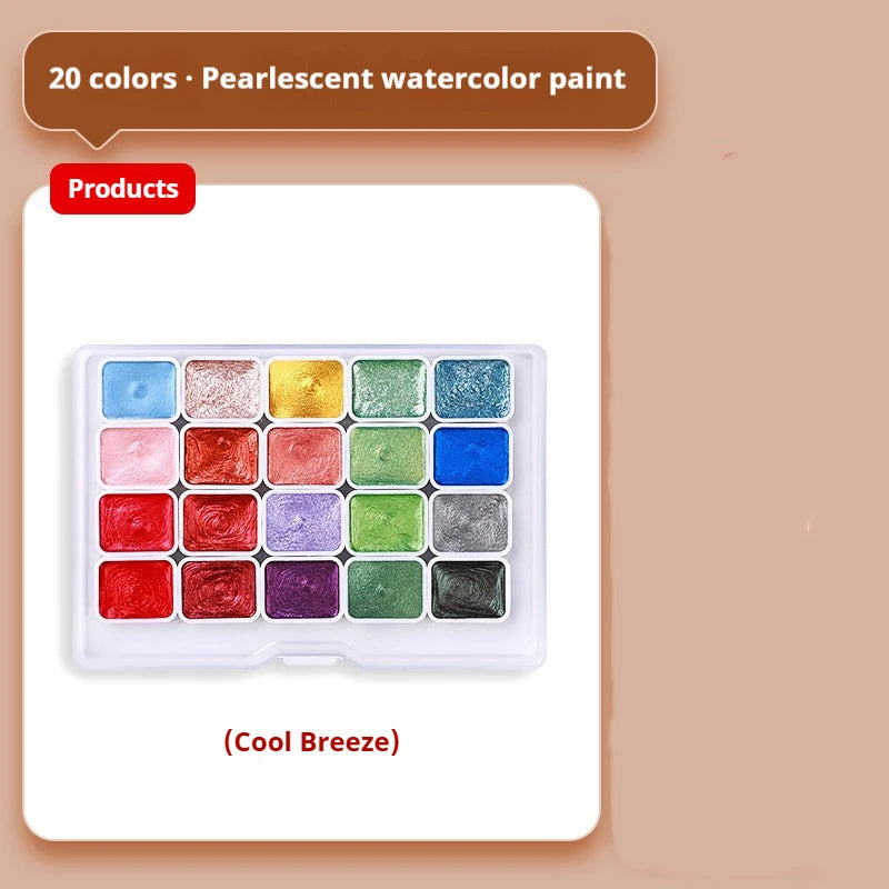 20/36/98 Color Pearlescent Watercolor Paint Intense Sparkle Metallic Watercolor Paint Set Glitter