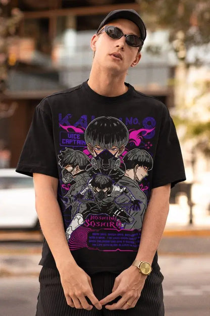 Soshiro Hoshina Kaiju No. 8 T-shirt, Best Anime Gift Graphic Tee Black Shirt