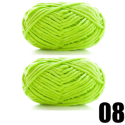 Thick Velvet Chenille Yarn – 2pcs x 50g Soft Knitting Yarn for DIY Scarves, Hats & Crafts