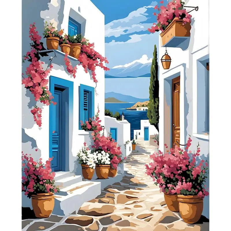 Sailing Ships and Landscape Paint by Numbers Kit – DIY Nature Landscape Acrylic Painting on Canvas for Adults