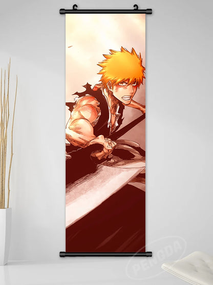 Bleach Canvas Scroll Posters, Wall Art Anime Artwork Painting Anime Hanging Poster