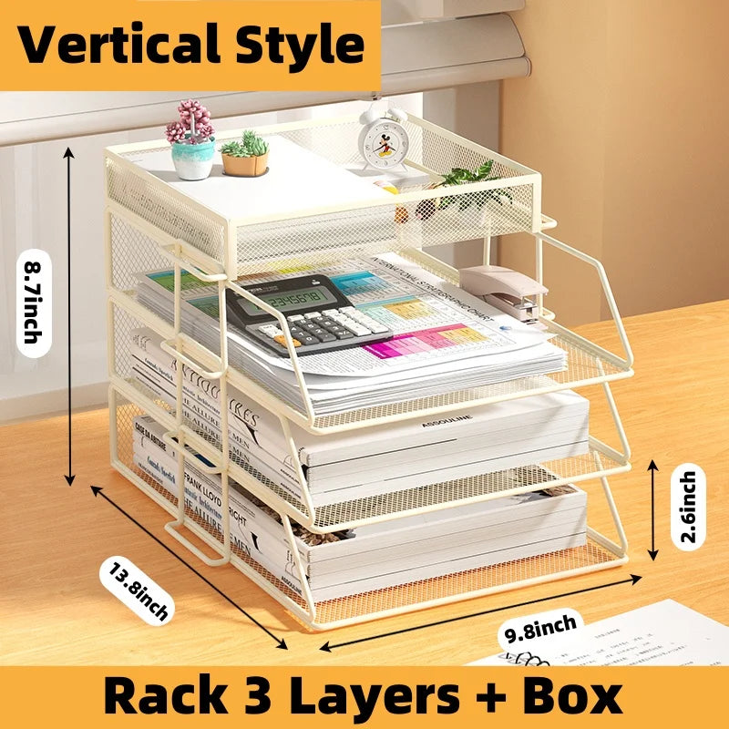 A4 Desk Organizer – Metal Wire Mesh Document Tray for Files, Letters, Books & Brochures