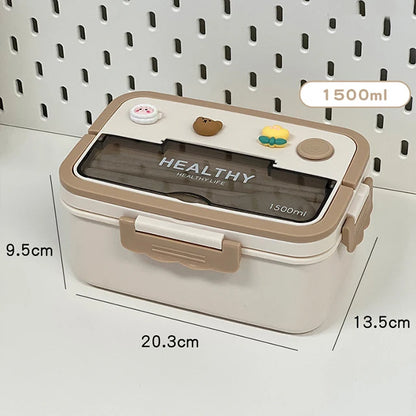 Simple Cute Portable Lunch Box, With Compartment & Microwave-Safe, Perfect for Work, School, or Picnics
