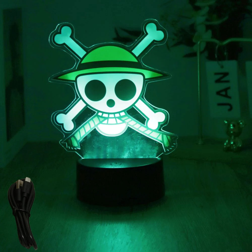 One Piece Anime Figures 3D Lamp PVC Action Collection Model Toys LED Night Light