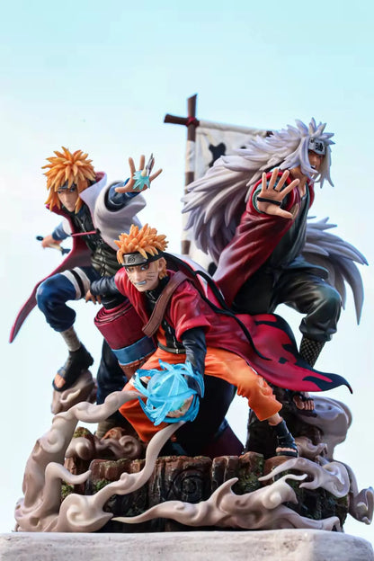 Jiraiya Minato and Naruto Anime Figurines, NARUTO SHIPPUDEN Figures Master and Apprentice Figure 41cm
